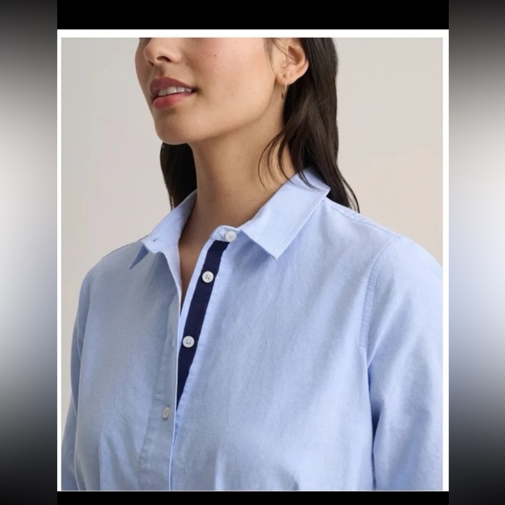 Untuckit Cotton Oxford Jules Shirt Dress in Light Blue
 size 12 - Picture 5 of 12